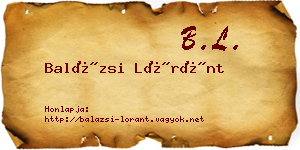 Balázsi Lóránt névjegykártya